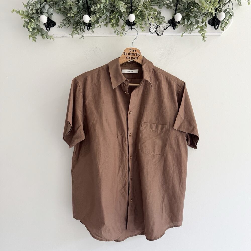 Men’s 6397 Silk Cotton Brown Burton Down Shirt XS ww55 designer money luxury